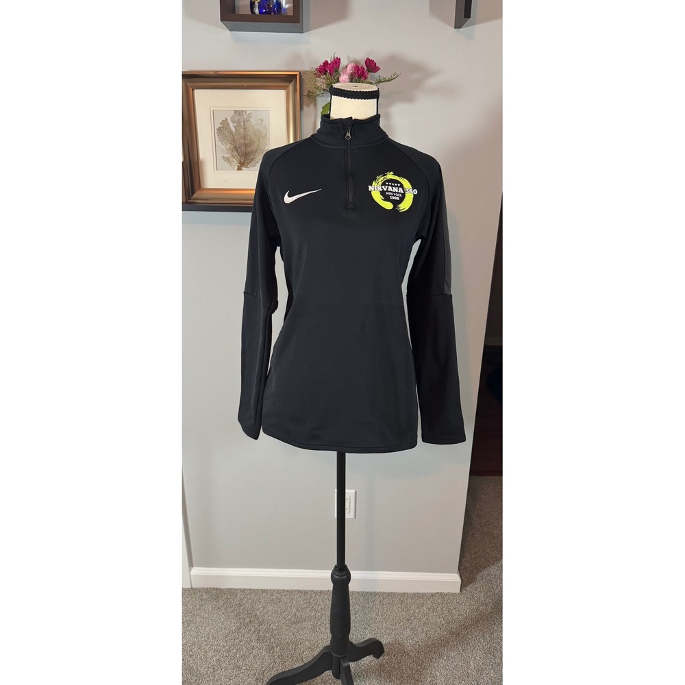 Nike Womens Dri-FIT 1/4 Zip Pullover Black Nirvana 360 Graphic Small
